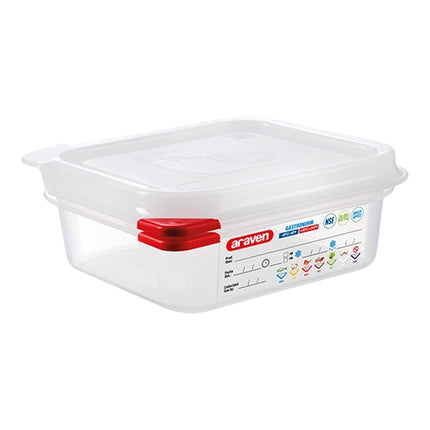GN 1/6 Food Container, Transparent PP | Araven | Airtight Seal | 65 mm | 1.1 L 1
