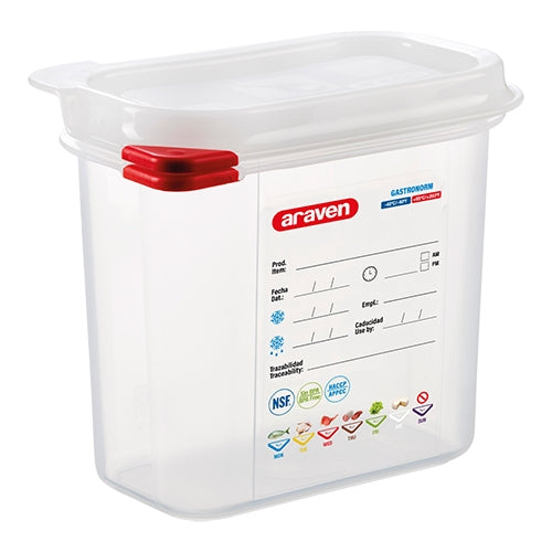 Araven Transparent PP Food Container GN 1/9 with Airtight Seal | 1.5 L | 150 mm 1