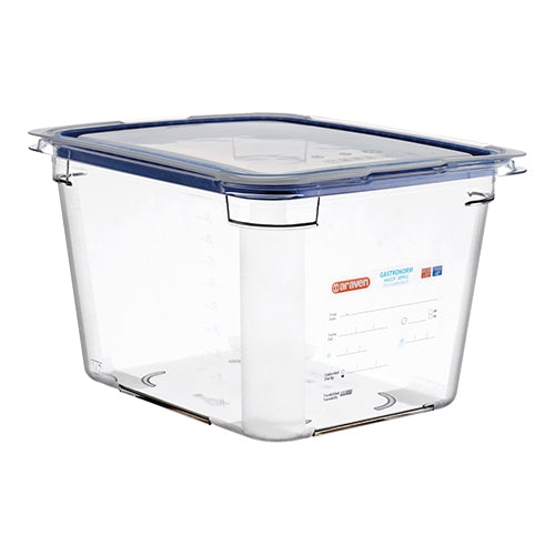 Araven GN 1/2 Polycarbonate Food Container with Silicone Seal Lid | Transparent | 200 mm | 11.35 L 1