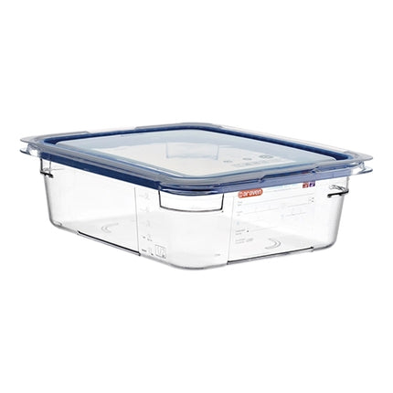 Araven GN 1/2 Polycarbonate Food Container with Silicone Seal Lid | Transparent | 100 mm | 6 L 1
