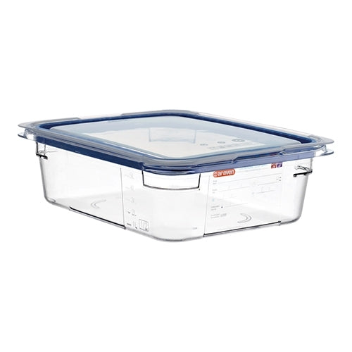 Araven GN 1/2 Polycarbonate Food Container with Silicone Seal Lid | Transparent | 100 mm | 6 L 1