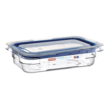 Araven Transparent Polycarbonate GN 1/4 Food Container with Silicone-Seal Lid | 65 mm | 1.6 L 1