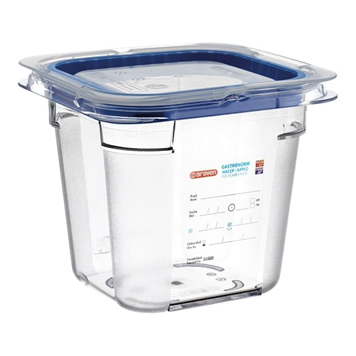 Araven Transparent Polycarbonate GN 1/6 Food Container with Silicone-Seal Lid | 150 mm | 2.15 L 1