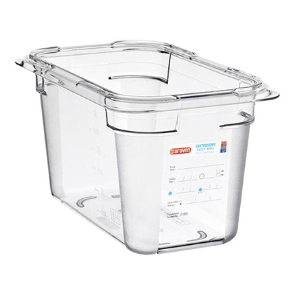 Araven GN 1/4 Gastronorm Pan | Transparent Polycarbonate | 150 mm | 3.7 L 1