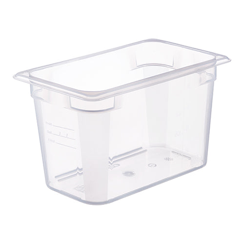 Araven Transparent Polypropylene GN 1/4 Gastronorm Food Pan with HACCP Label | 150 mm | 3.8 L 1
