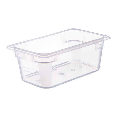 Araven Transparent Polypropylene GN 1/4 Gastronorm Food Pan with HACCP Label | 100 mm | 2.6 L 1