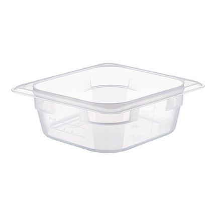 Araven Transparent Polypropylene Gastronorm Pan GN 1/6 with HACCP Label | 1 L | 17.6 x 16.2 x H6.5 cm 1