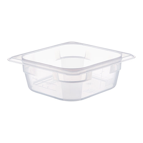 Araven Transparent Polypropylene Gastronorm Pan GN 1/6 with HACCP Label | 1 L | 17.6 x 16.2 x H6.5 cm 1
