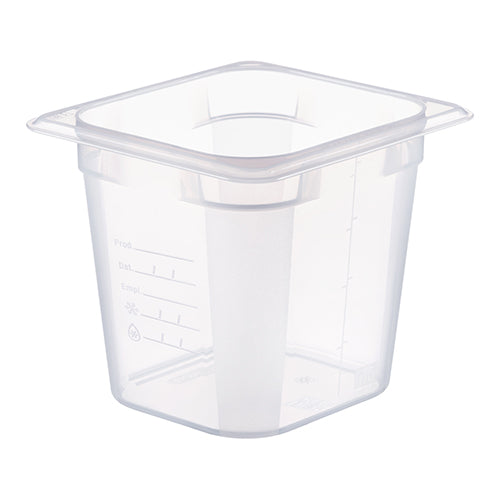 Araven Transparent Polypropylene Gastronorm Pan GN 1/6 with HACCP Label | 2.3 L | 17.6 x 16.2 x H15 cm 1