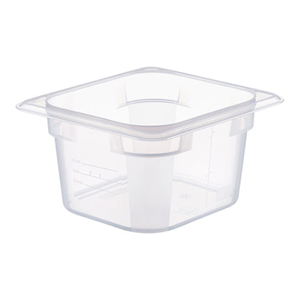 Araven Transparent Polypropylene Gastronorm Pan GN 1/6 with HACCP Label | 1.6 L | 17.6 x 16.2 x H10 cm 1