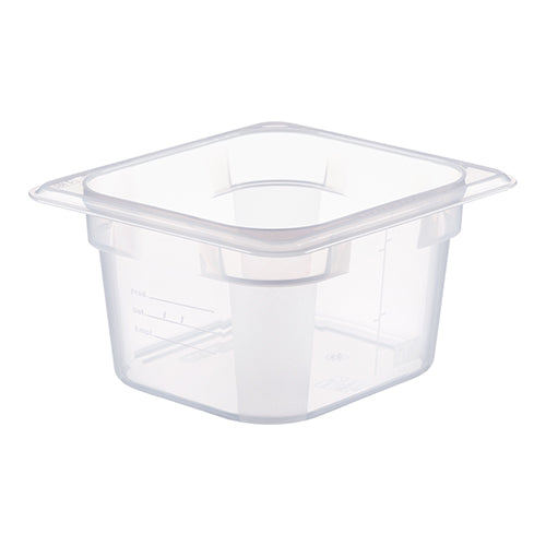 Araven Transparent Polypropylene Gastronorm Pan GN 1/6 with HACCP Label | 1.6 L | 17.6 x 16.2 x H10 cm 1