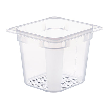 Araven Transparent Polypropylene Perforated Gastronorm Pan GN 1/6 | H130 mm | 1.9 L 1