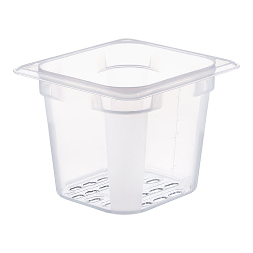 Araven Transparent Polypropylene Perforated Gastronorm Pan GN 1/6 | H130 mm | 1.9 L 1