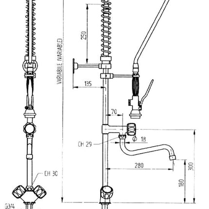 Tap with Pull-Out Rinser | HENDI | Single-Hole Pillar Tap | Adjustable Support 2