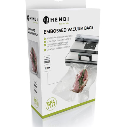 Embossed Vacuum Bags 2-Ply | HENDI | 100 pcs | 300x400mm | Food Safe