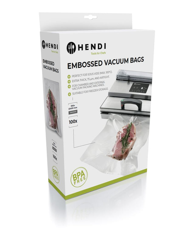 Embossed Vacuum Bags 2-Ply | HENDI | 100 pcs | 300x400mm | Food Safe
