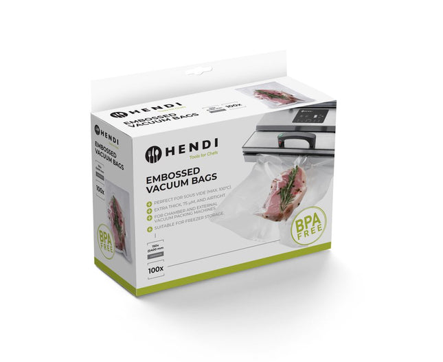 Embossed Vacuum Bags 2-Ply | HENDI | 100 pcs | 150x400mm | Food Safe