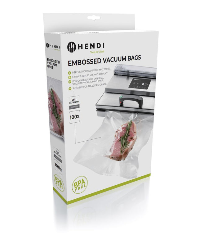 Embossed Vacuum Bags 2-Ply | HENDI | 100 pcs | 250x350mm | Food Safe