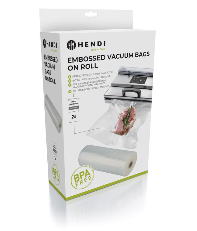 Embossed Vacuum Bags on Roll | HENDI | 2 pcs | 6000x200mm | 2-Ply Vacuum Bags