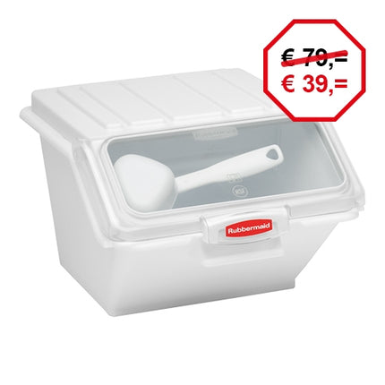 Rubbermaid FIFO Food Container with Hinged Lid and Scoop | 10 L | White PE | 31 x 39.2 x H23.5 cm 1