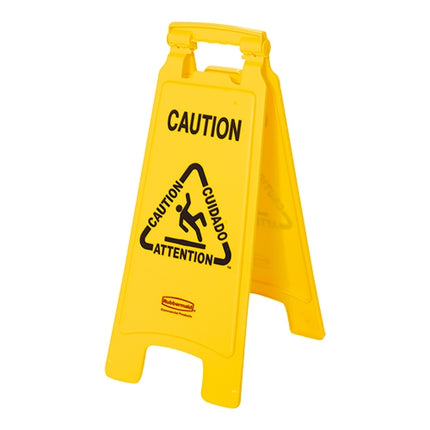 Double-Sided Warning Sign | Rubbermaid RM9912 | Yellow Polypropylene | 27.9 x 30.5 x H67.3 cm 1
