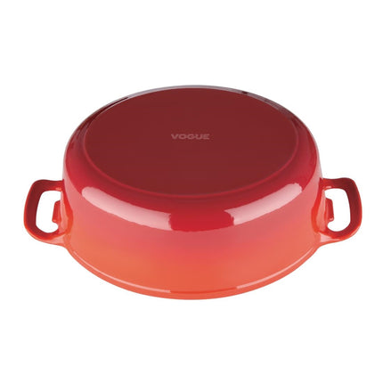Oval Induction Cast Iron Casserole Red 5L | Vogue 3