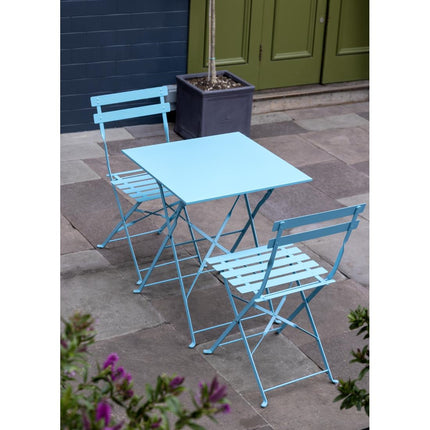 Square Steel Folding Terrace Table 60cm Turquoise | Bolero 8