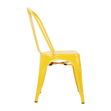 Steel Bistro Side Chairs Yellow | Bolero 2