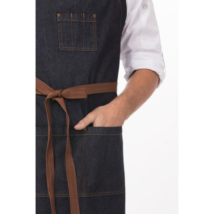 Memphis Long Bib Apron Indigo | Chef Works 2
