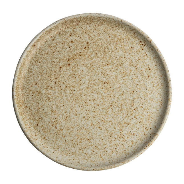 Round Plates with Narrow Rim Cream 26.5cm | Olympia Canvas | Set of 6 | Concentric Circle Design