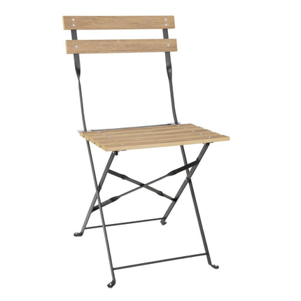 Folding Pavement Style Chairs with Wood Effect | Bolero Perth Series | Set of 2