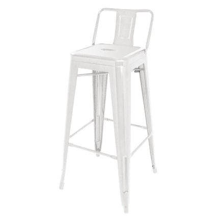 High Stool with Backrest White (4-Pack) | Bolero Bistro | Powder-Coated Steel