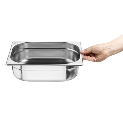 Stainless Steel 1/2 Gastronorm Pan 100mm | Nisbets Essentials | Set of 3 5