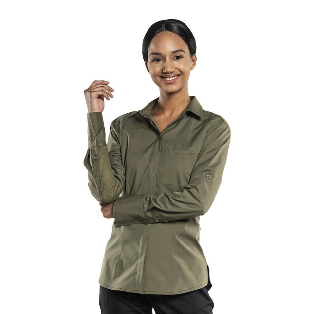 Women's Stretch Moss Green Blouse | Chaud Devant | Size 3XL 2
