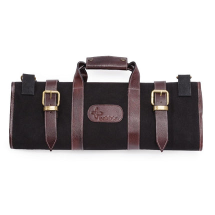 Black Canvas Knife Roll for 17 Knives | Boldric