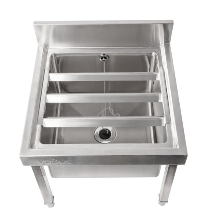 Vogue Stainless Steel Mop Sink with Large Basin 2