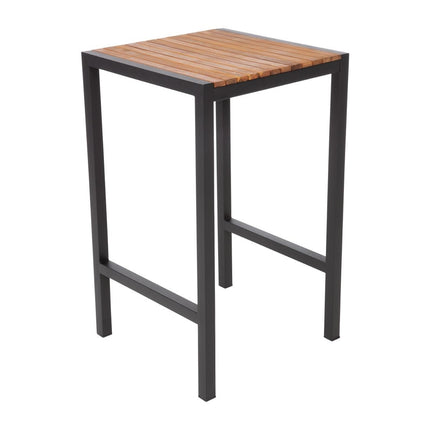Square Bar Table 600mm Powder-Coated Steel and Acacia Wood | Bolero 2