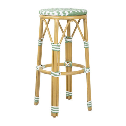 PE Rattan Bar Stools Light Green | Bolero Parisian Style (2 Pack) 4