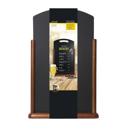 Extra Large Wooden Table Chalkboard with Dark Brown Lacquer Finish | Securit 4