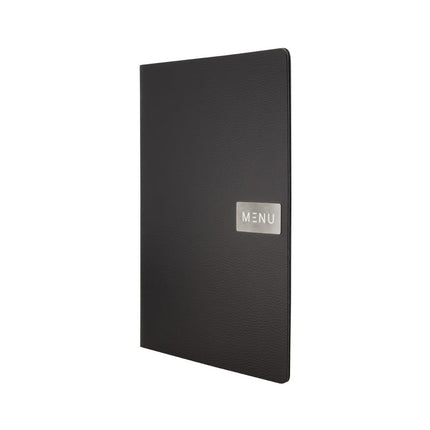 Black Raw Leather A4 Menu Book Cover | Securit Leather Series 6