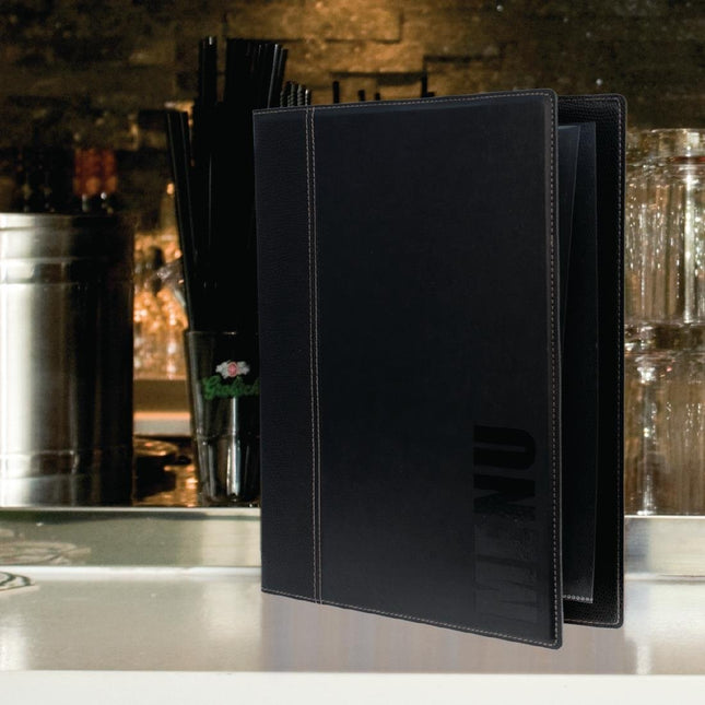 Synthetic Leather Menu Holder A4 Black | Securit Trendy 2