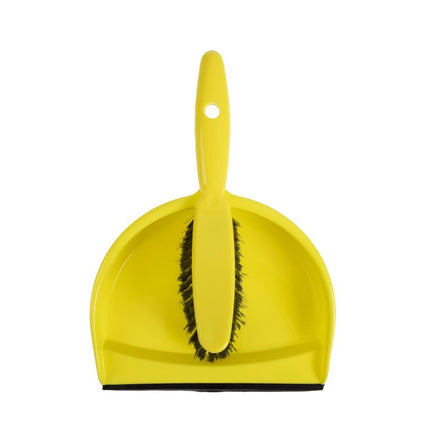 Soft Hand Broom and Dustpan Set with Rubber Edge | Jantex | Yellow | 22cm Wide 5
