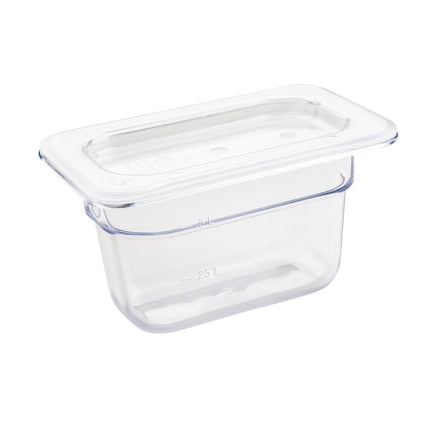 Polycarbonate Gastronorm Container Clear 100mm | Vogue | GN 1/9 2