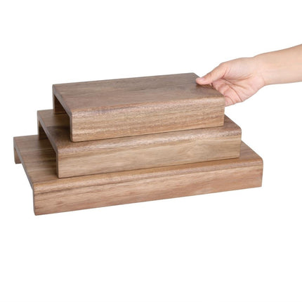 Acacia Wood Display Risers Set of 3 | Olympia FSC Certified 3
