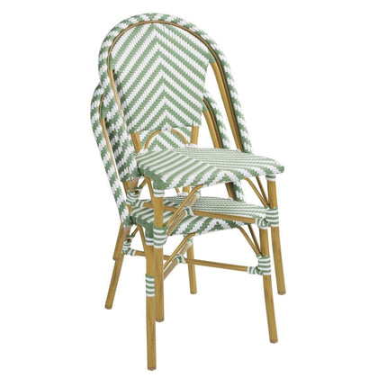 Parisian Style Light Green Rattan Side Chairs | Bolero | Set of 2 6