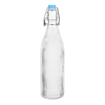 Ribbed Glass Water Bottles 500ml with Swing Top | Olympia