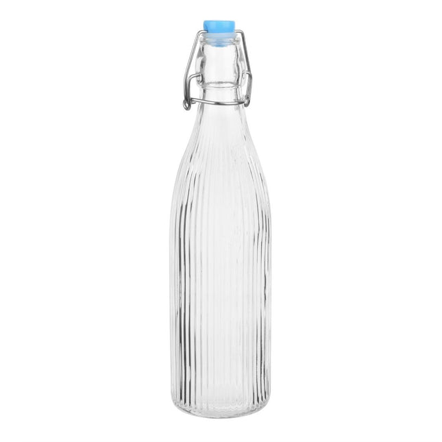 Ribbed Glass Water Bottles 500ml with Swing Top | Olympia