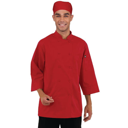 Unisex Red Chef Jacket with Double Button Closure | Chef Works | Size L 2