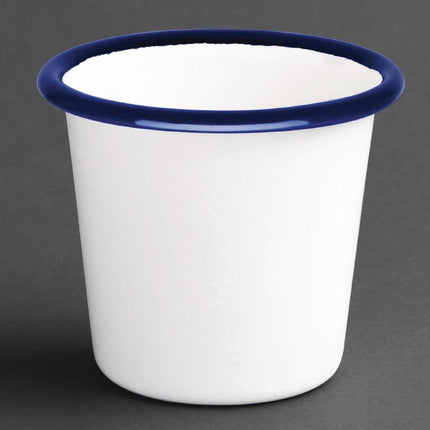 Enamel Sauce Pots White and Blue 11.4cl | Olympia