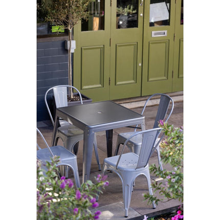 Square Bistro Table 66cm | Bolero Bistro | Galvanized Steel | Grey 7